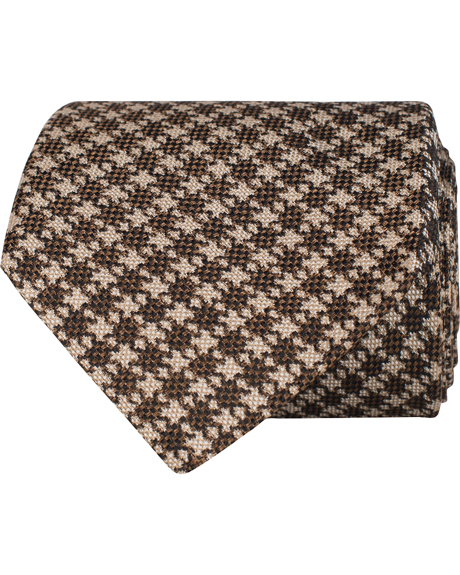 Herr | Roda Silk 8 cm Houndstooth Tie Brown | Roda | Silk 8 cm Houndstooth Tie Brown