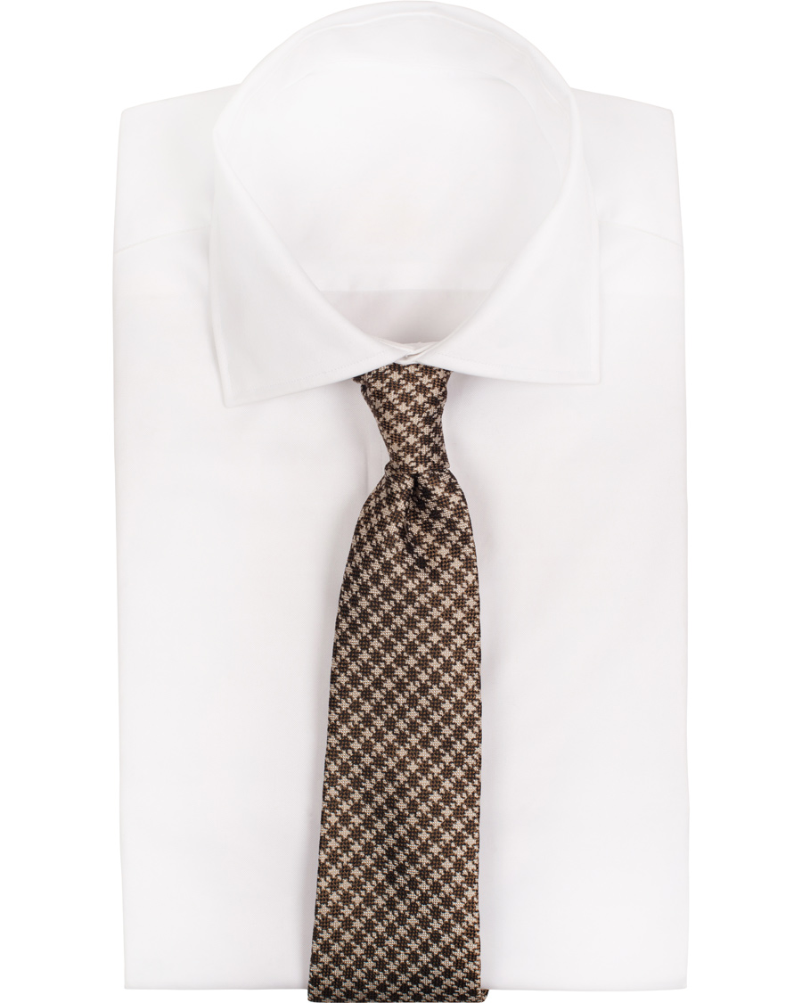 Herr | Roda Silk 8 cm Houndstooth Tie Brown | Roda | Silk 8 cm Houndstooth Tie Brown