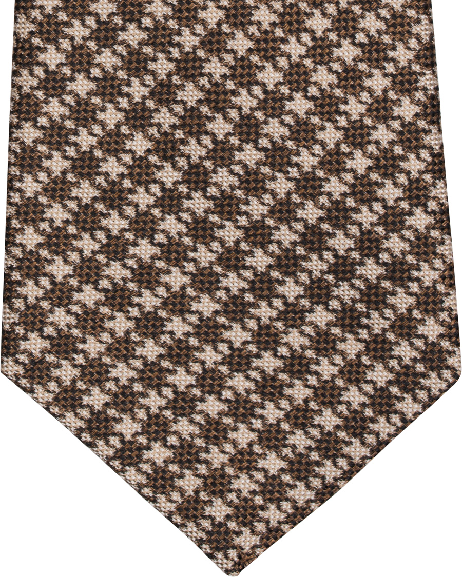 Herr | Roda Silk 8 cm Houndstooth Tie Brown | Roda | Silk 8 cm Houndstooth Tie Brown