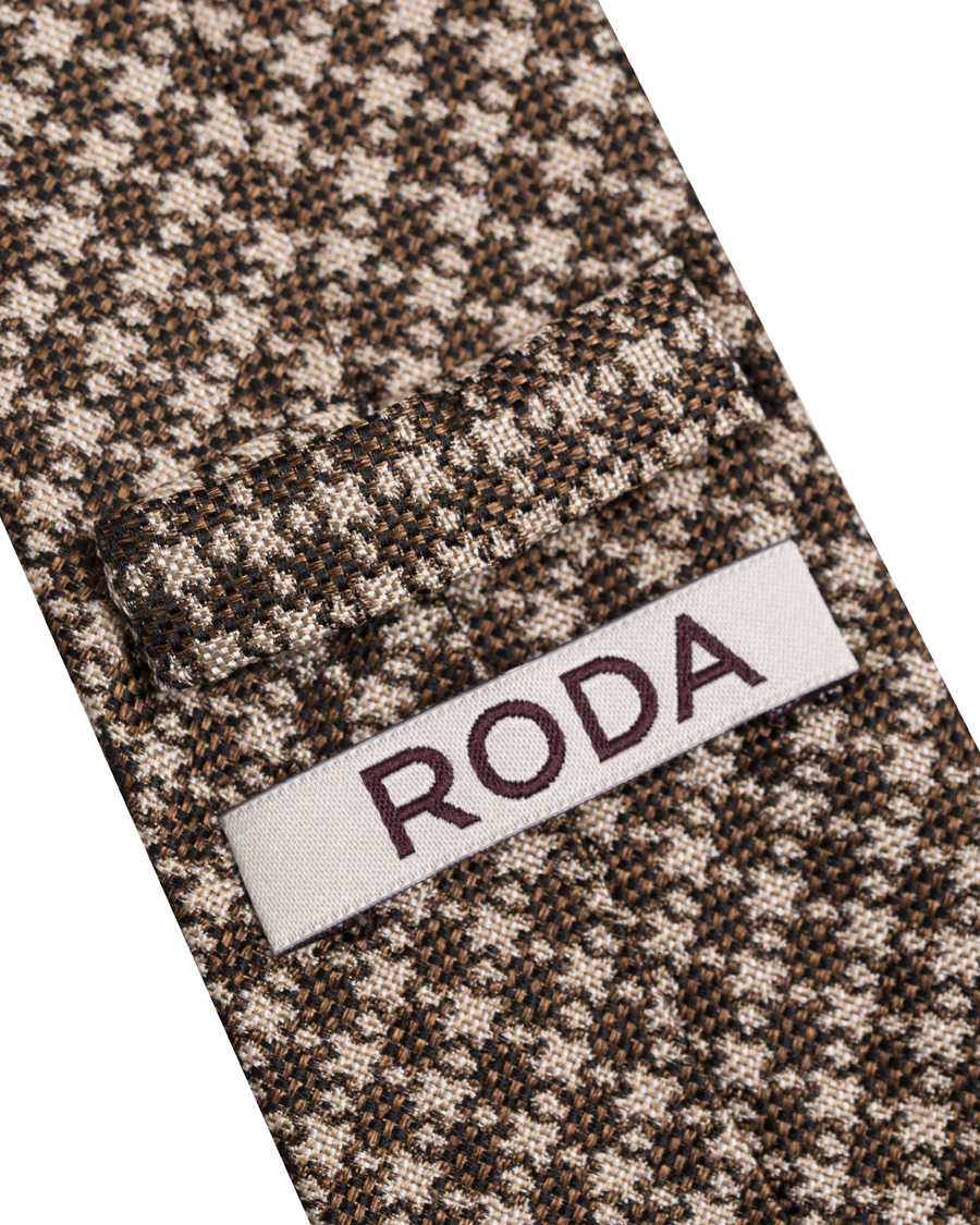 Herr | Roda Silk 8 cm Houndstooth Tie Brown | Roda | Silk 8 cm Houndstooth Tie Brown