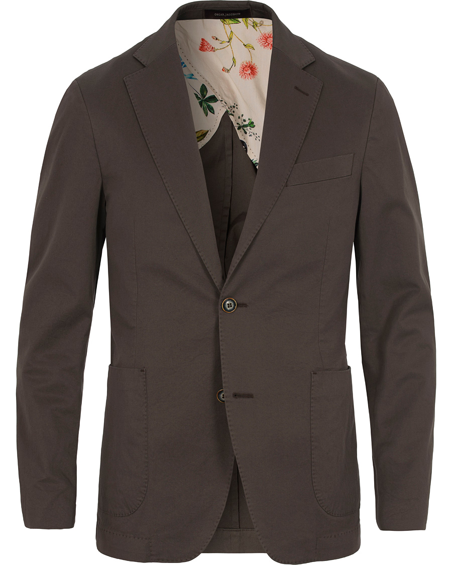 Herr | Kavajer | Oscar Jacobson | Einar Stretch Cotton Patch Pocket Blazer Green