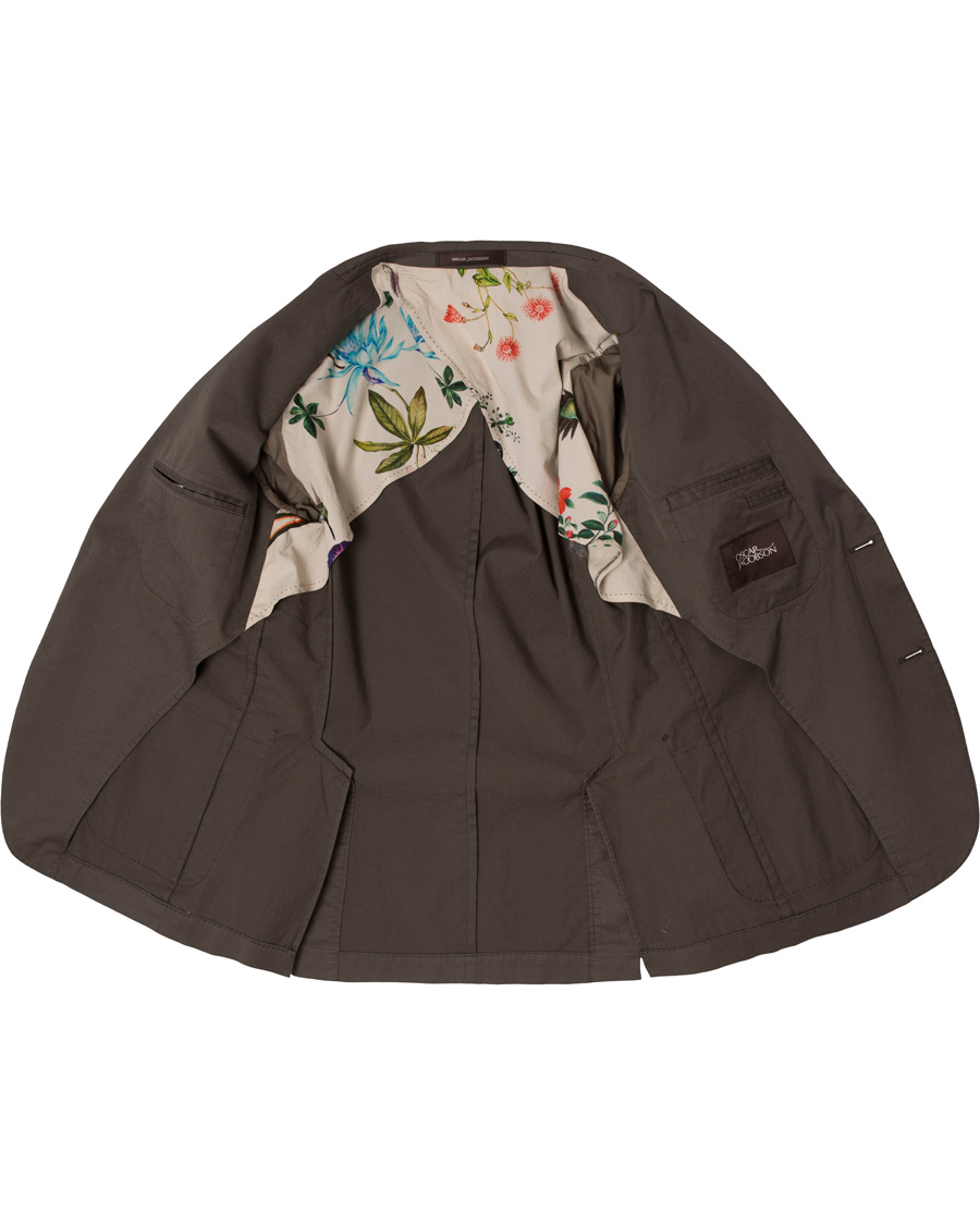 Herr | Kavajer | Oscar Jacobson | Einar Stretch Cotton Patch Pocket Blazer Green