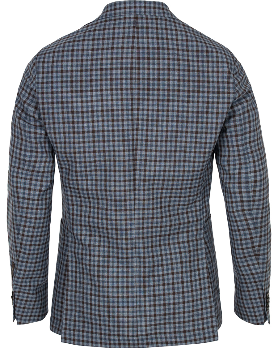 Herr | Kavajer | Oscar Jacobson | Einar Check Patch Pocket Blazer Sky/Brown