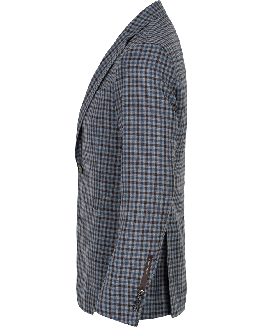 Herr | Kavajer | Oscar Jacobson | Einar Check Patch Pocket Blazer Sky/Brown