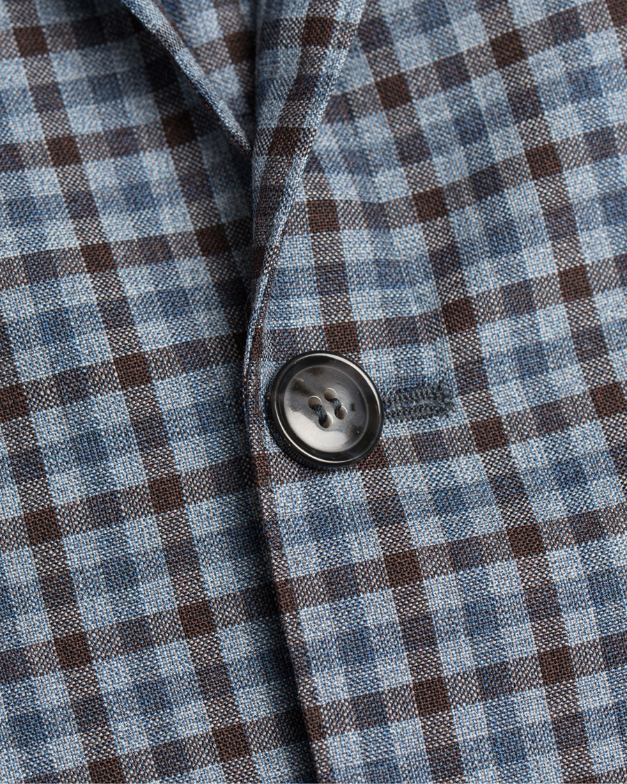 Herr | Kavajer | Oscar Jacobson | Einar Check Patch Pocket Blazer Sky/Brown