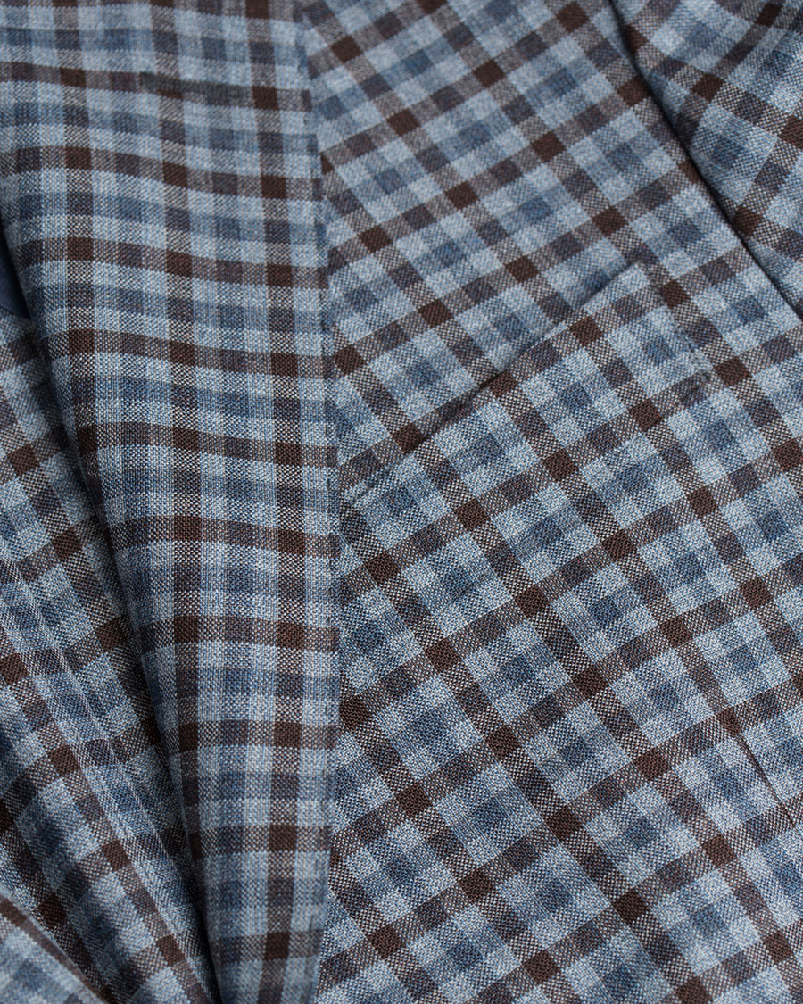 Herr | Kavajer | Oscar Jacobson | Einar Check Patch Pocket Blazer Sky/Brown