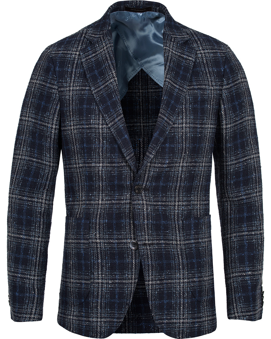 Herr | Kavajer | Oscar Jacobson | Einar Big Check Patch Pocket Blazer Blue