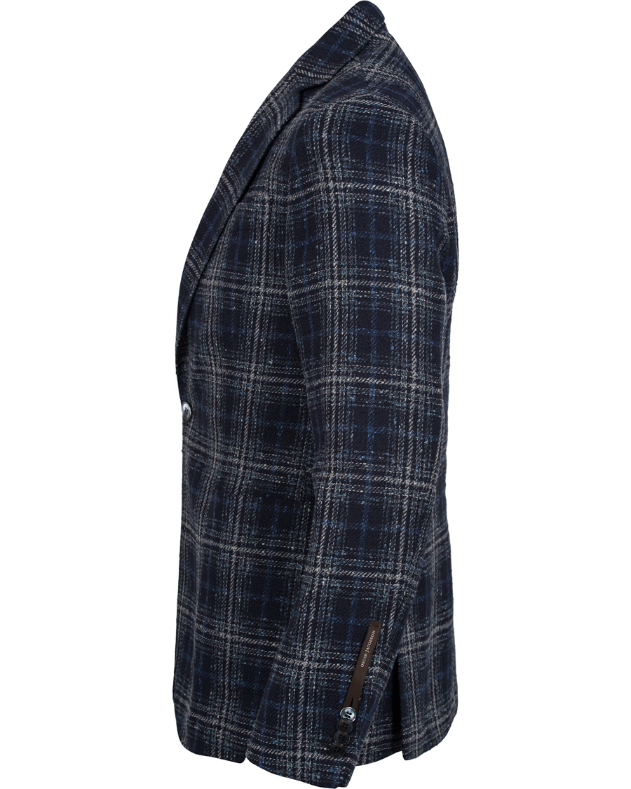 Herr | Kavajer | Oscar Jacobson | Einar Big Check Patch Pocket Blazer Blue