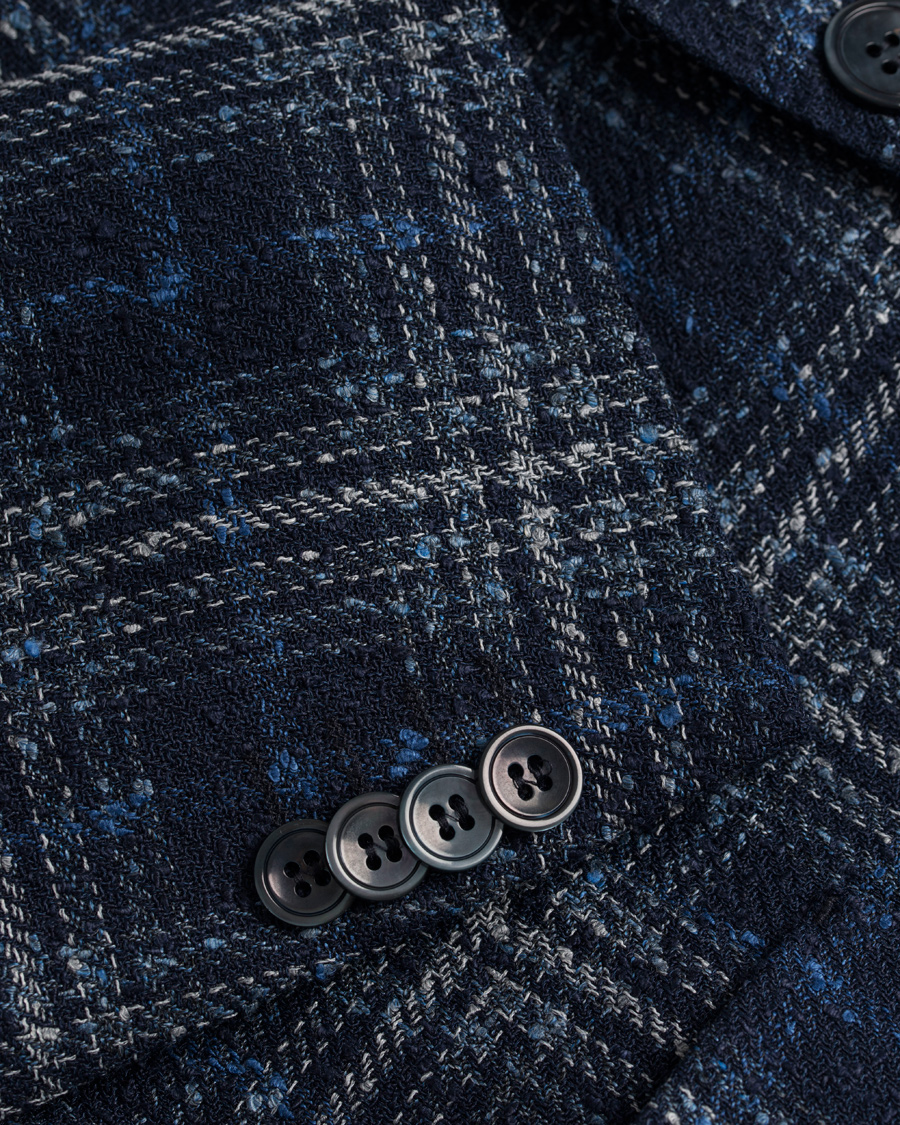 Herr | Kavajer | Oscar Jacobson | Einar Big Check Patch Pocket Blazer Blue