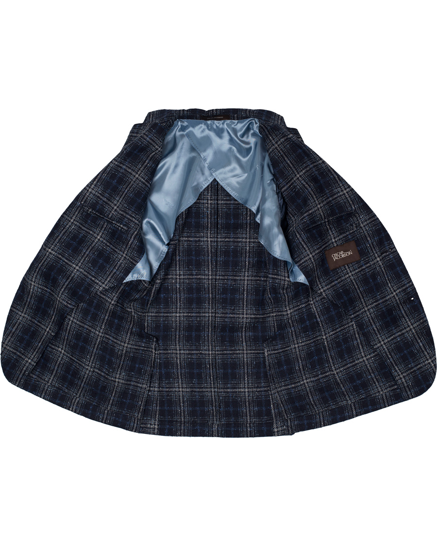 Herr | Kavajer | Oscar Jacobson | Einar Big Check Patch Pocket Blazer Blue