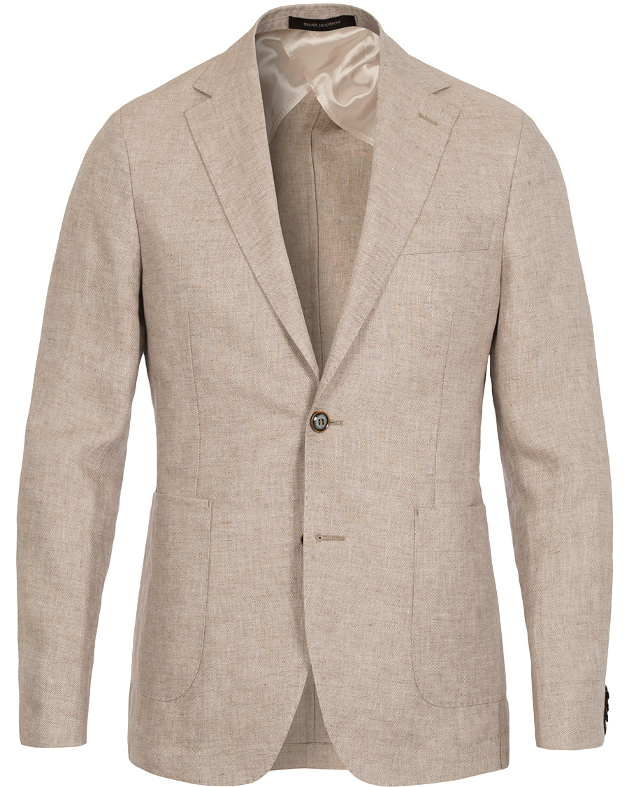 Herr | Kavajer | Oscar Jacobson | Einar Linen Patch Pocket Blazer Khaki