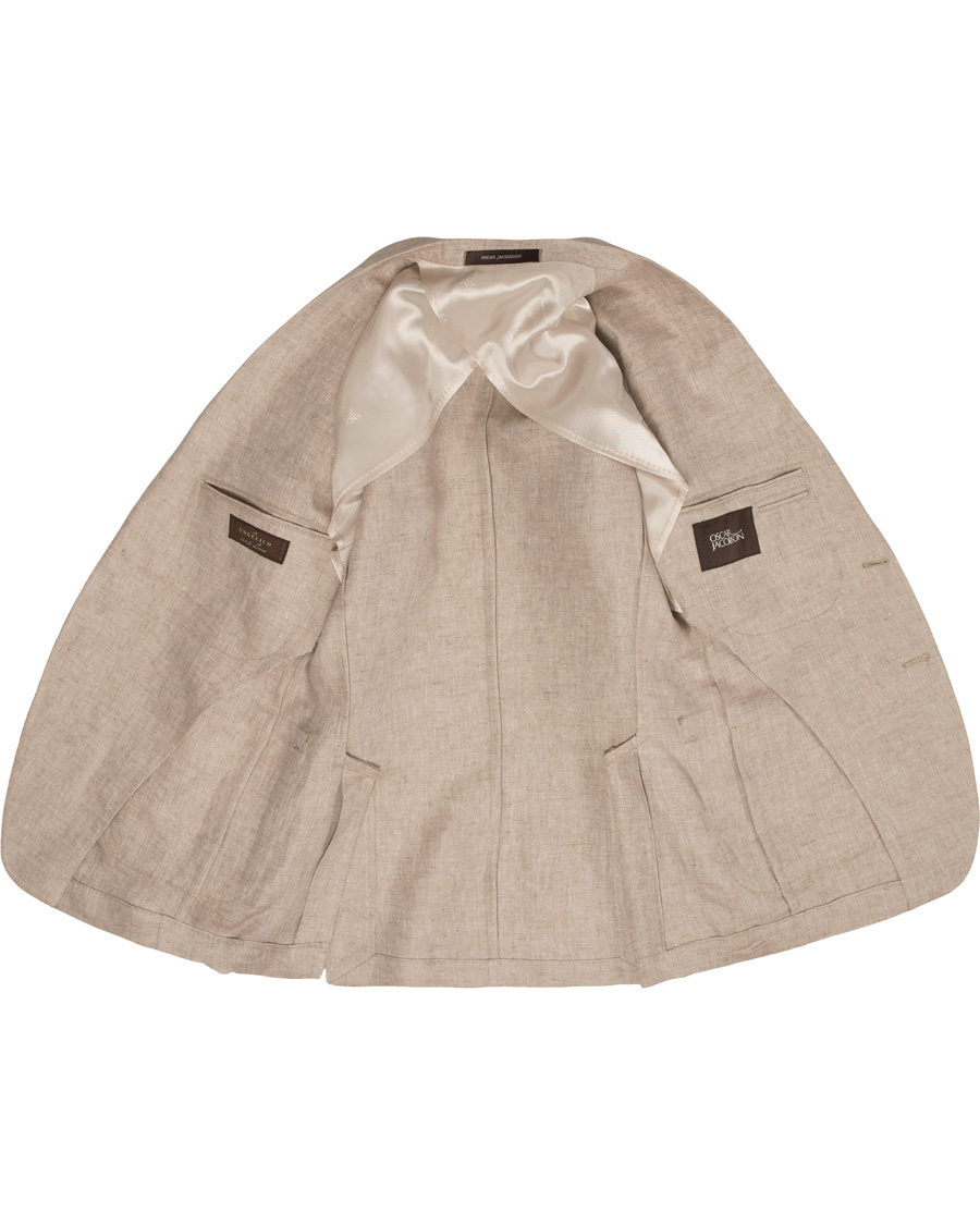 Herr | Kavajer | Oscar Jacobson | Einar Linen Patch Pocket Blazer Khaki