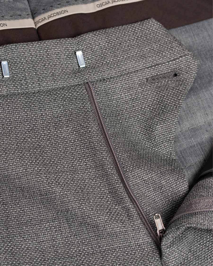 Herr | Byxor | Oscar Jacobson | Damien Wool Trousers Grey
