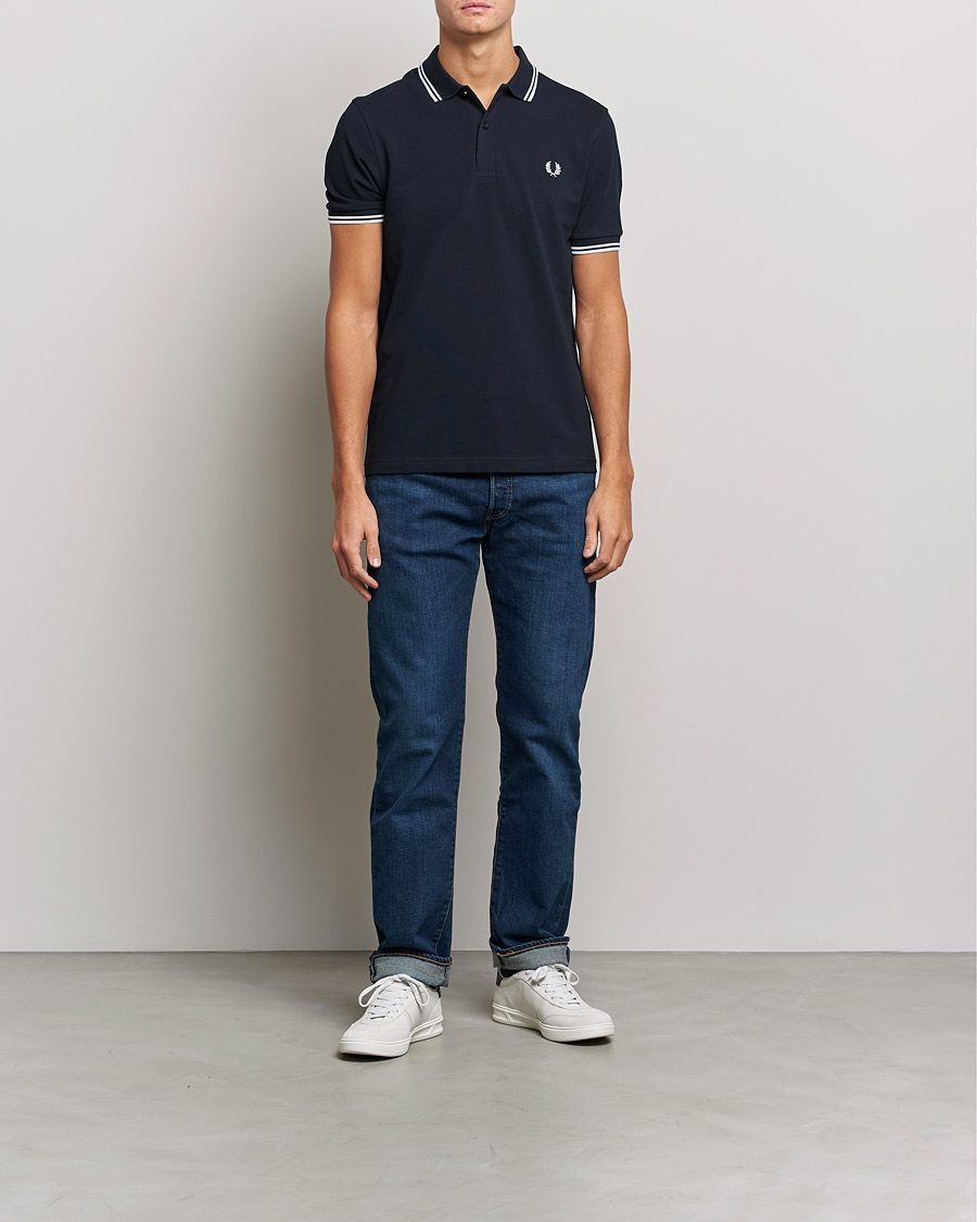 Herr | Pikéer | Fred Perry | Twin Tip Polo Navy/White