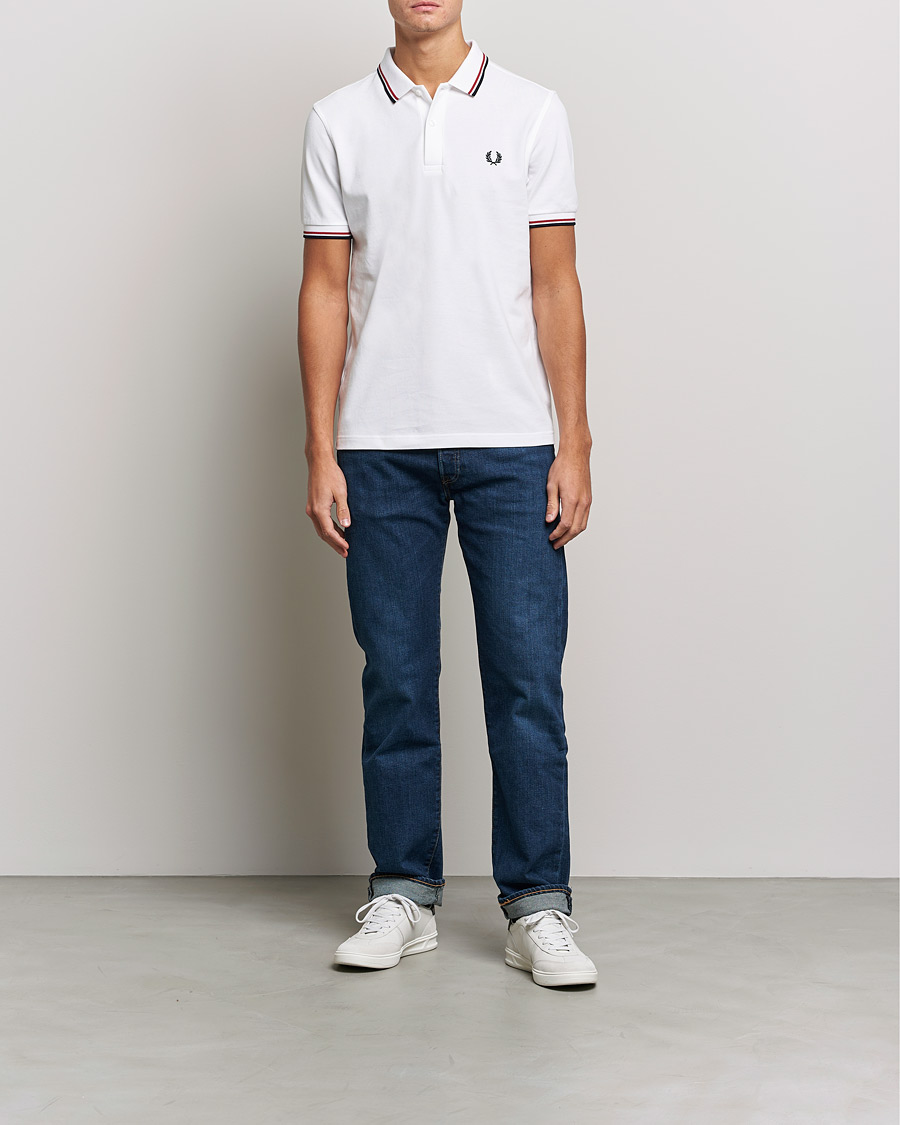 Herr | Pikéer | Fred Perry | Twin Tipped Polo Shirt White