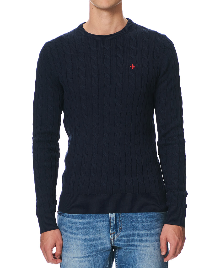 Herr | Tröjor | Morris | Pima Cotton Cable Navy