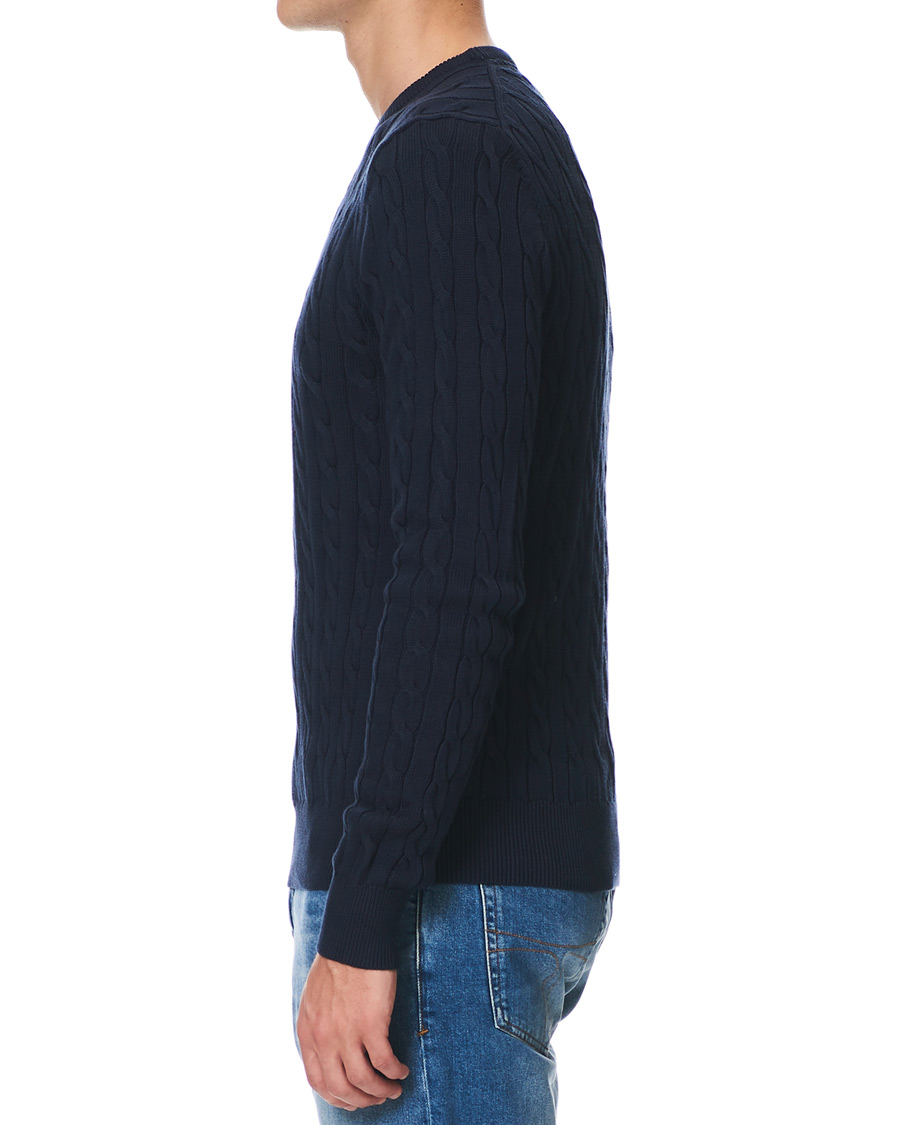 Herr | Tröjor | Morris | Pima Cotton Cable Navy