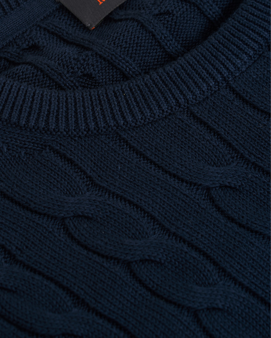 Herr | Tröjor | Morris | Pima Cotton Cable Navy