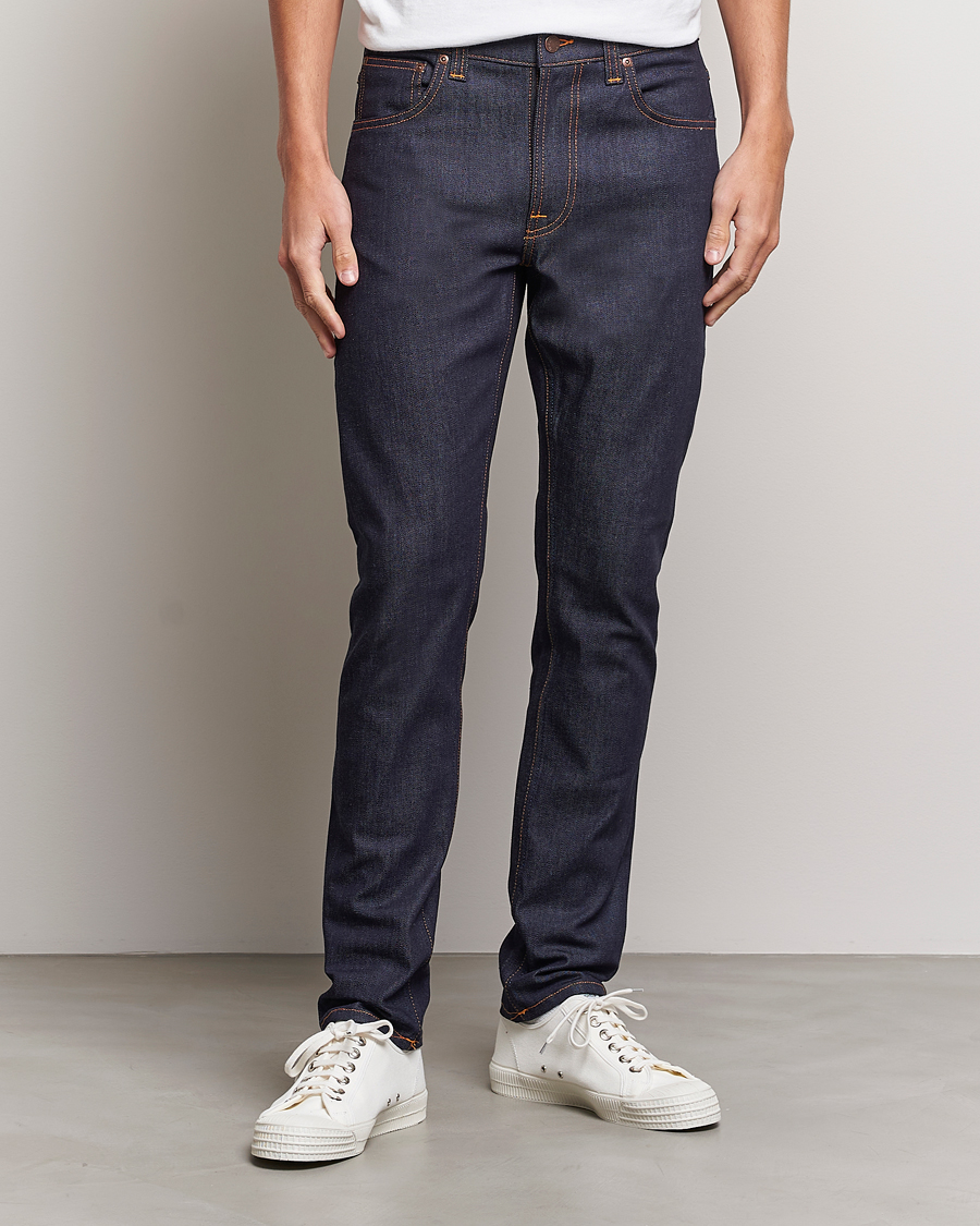 Herr | Blå jeans | Nudie Jeans | Lean Dean Organic Slim Fit Stretch Jeans Dry 16 Dips