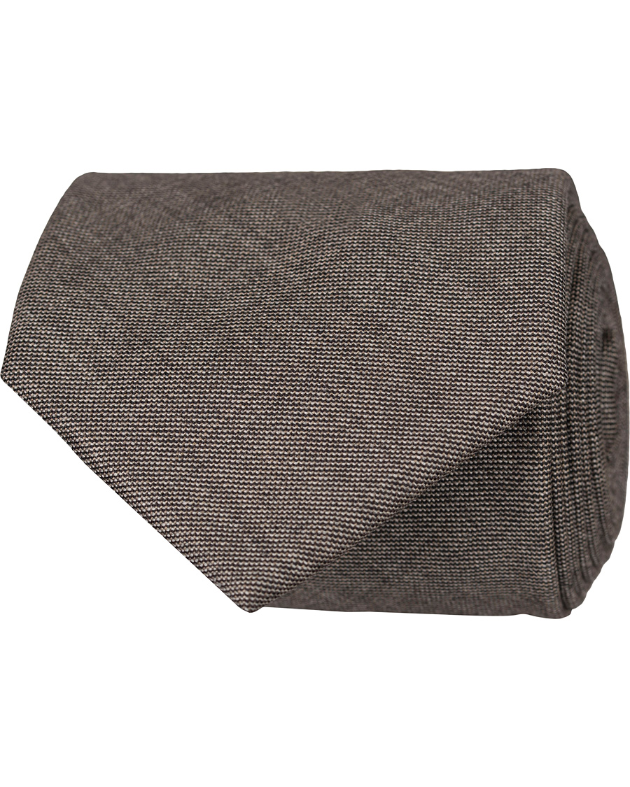Herr | Oscar Jacobson Wool Roll Edge Tipping 8 cm Tie Grey | Oscar Jacobson | Wool Roll Edge Tipping 8 cm Tie Grey