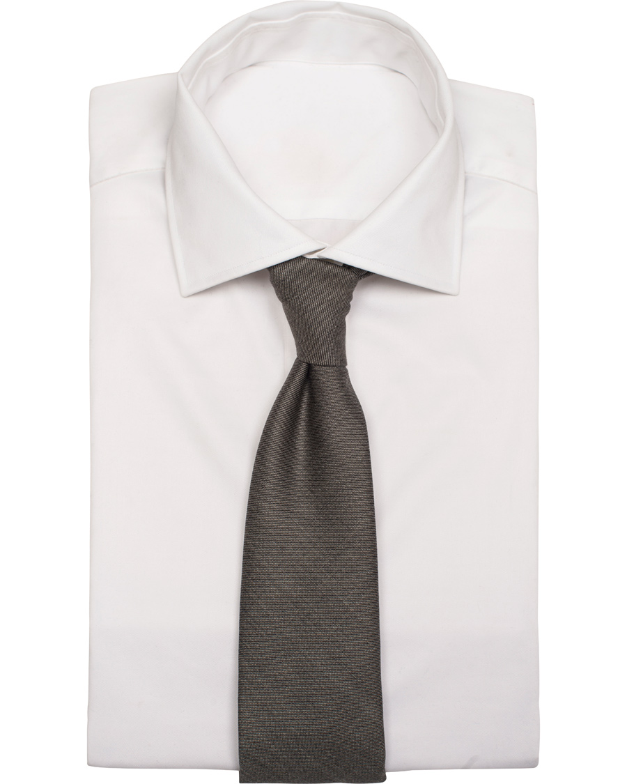 Herr | Oscar Jacobson Wool Roll Edge Tipping 8 cm Tie Grey | Oscar Jacobson | Wool Roll Edge Tipping 8 cm Tie Grey