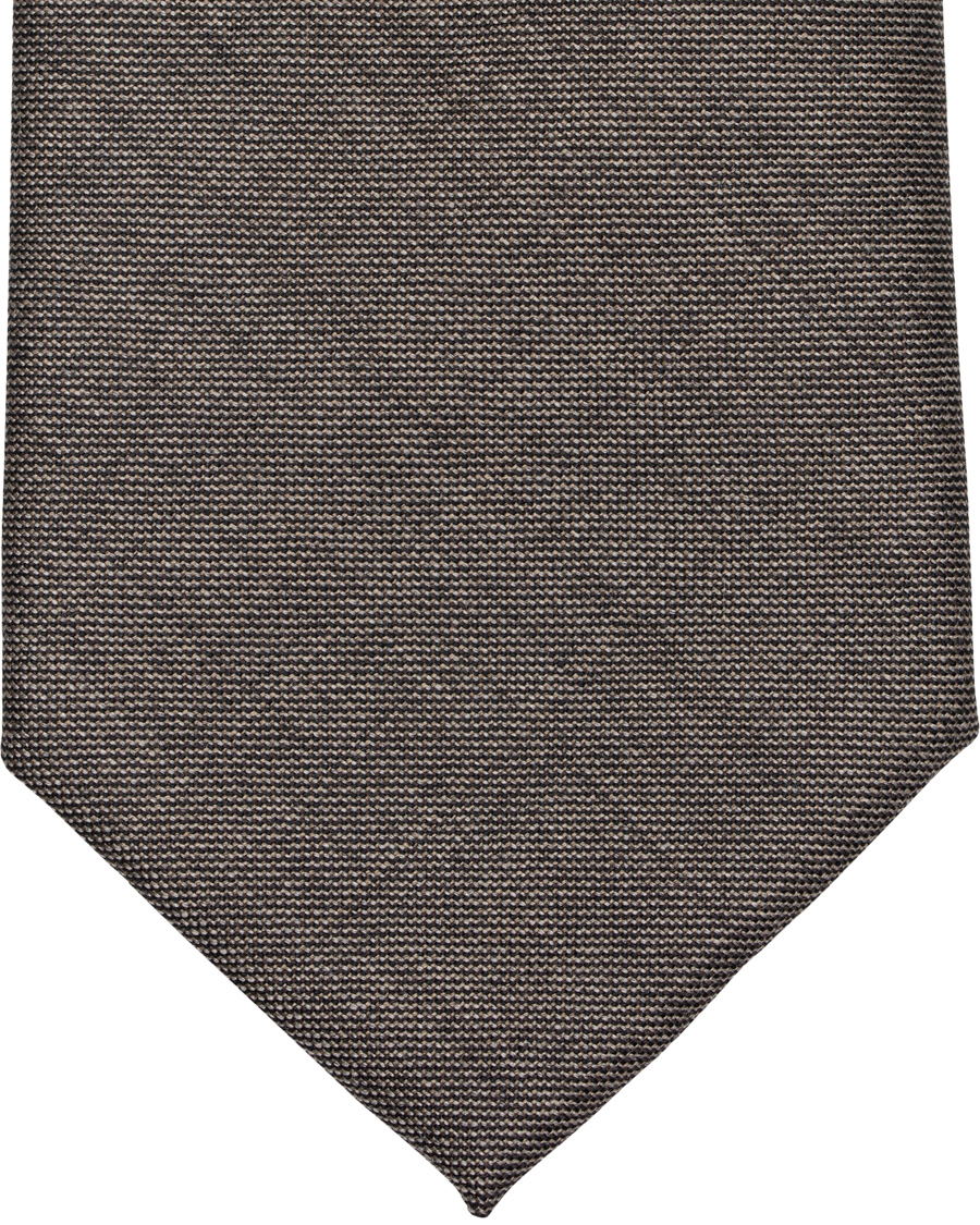 Herr | Oscar Jacobson Wool Roll Edge Tipping 8 cm Tie Grey | Oscar Jacobson | Wool Roll Edge Tipping 8 cm Tie Grey