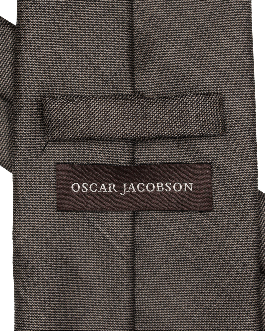 Herr | Oscar Jacobson Wool Roll Edge Tipping 8 cm Tie Grey | Oscar Jacobson | Wool Roll Edge Tipping 8 cm Tie Grey
