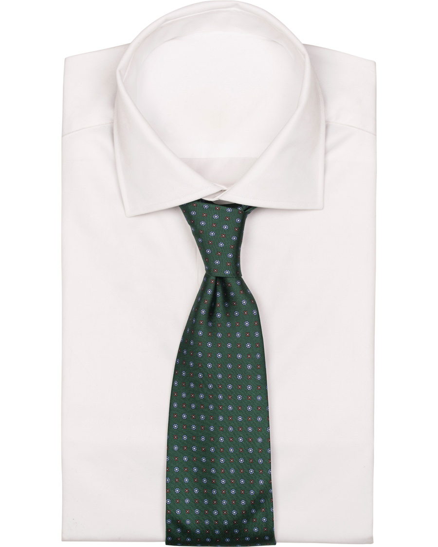 Herr | Oscar Jacobson Printed Medallion Silk 8,5 cm Tie Green | Oscar Jacobson | Printed Medallion Silk 8,5 cm Tie Green