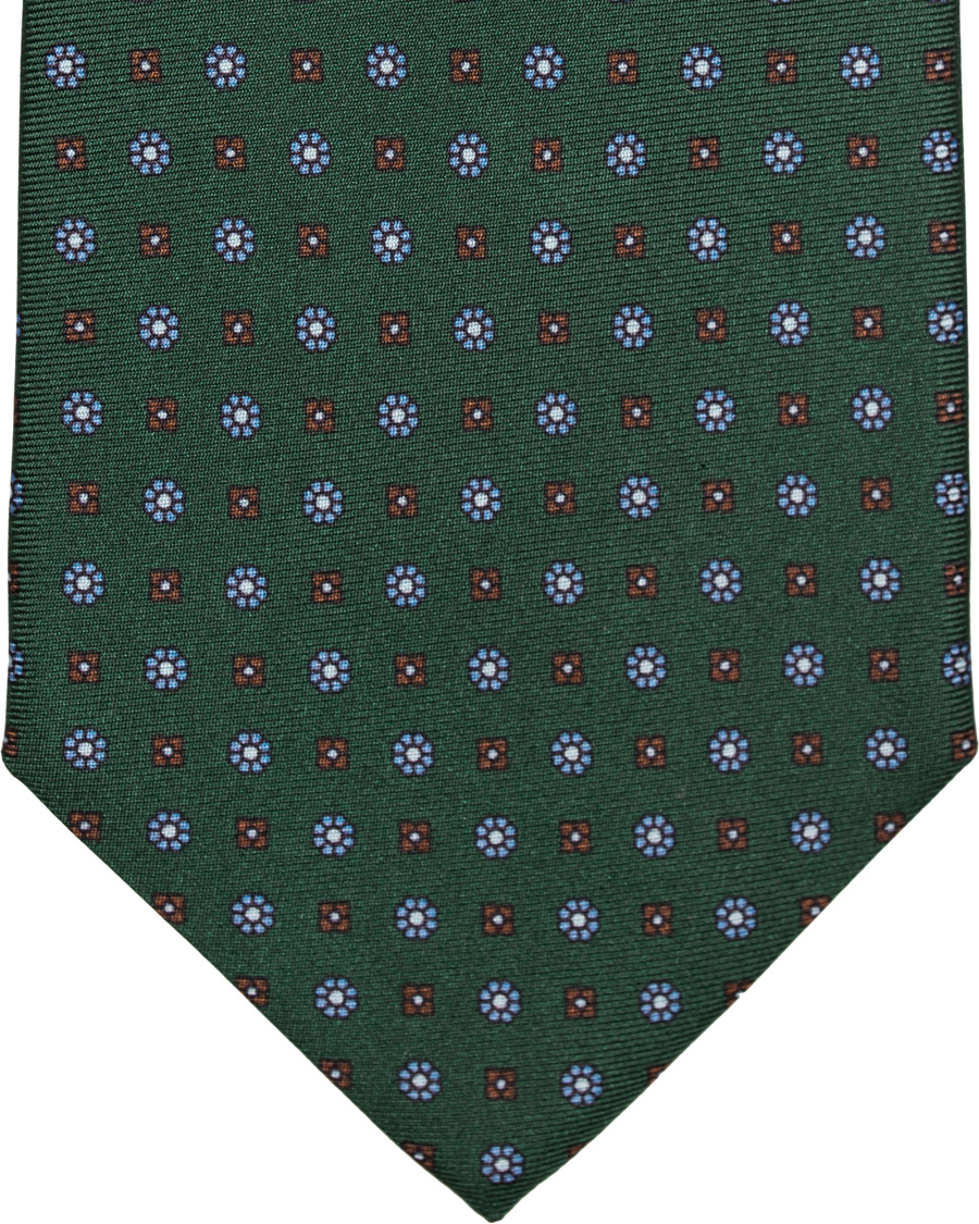 Herr | Oscar Jacobson Printed Medallion Silk 8,5 cm Tie Green | Oscar Jacobson | Printed Medallion Silk 8,5 cm Tie Green