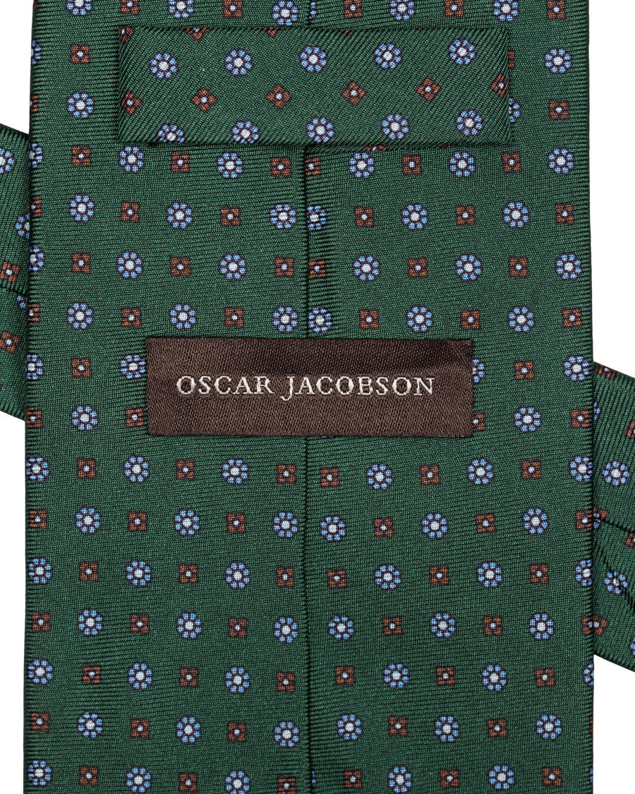 Herr | Oscar Jacobson Printed Medallion Silk 8,5 cm Tie Green | Oscar Jacobson | Printed Medallion Silk 8,5 cm Tie Green