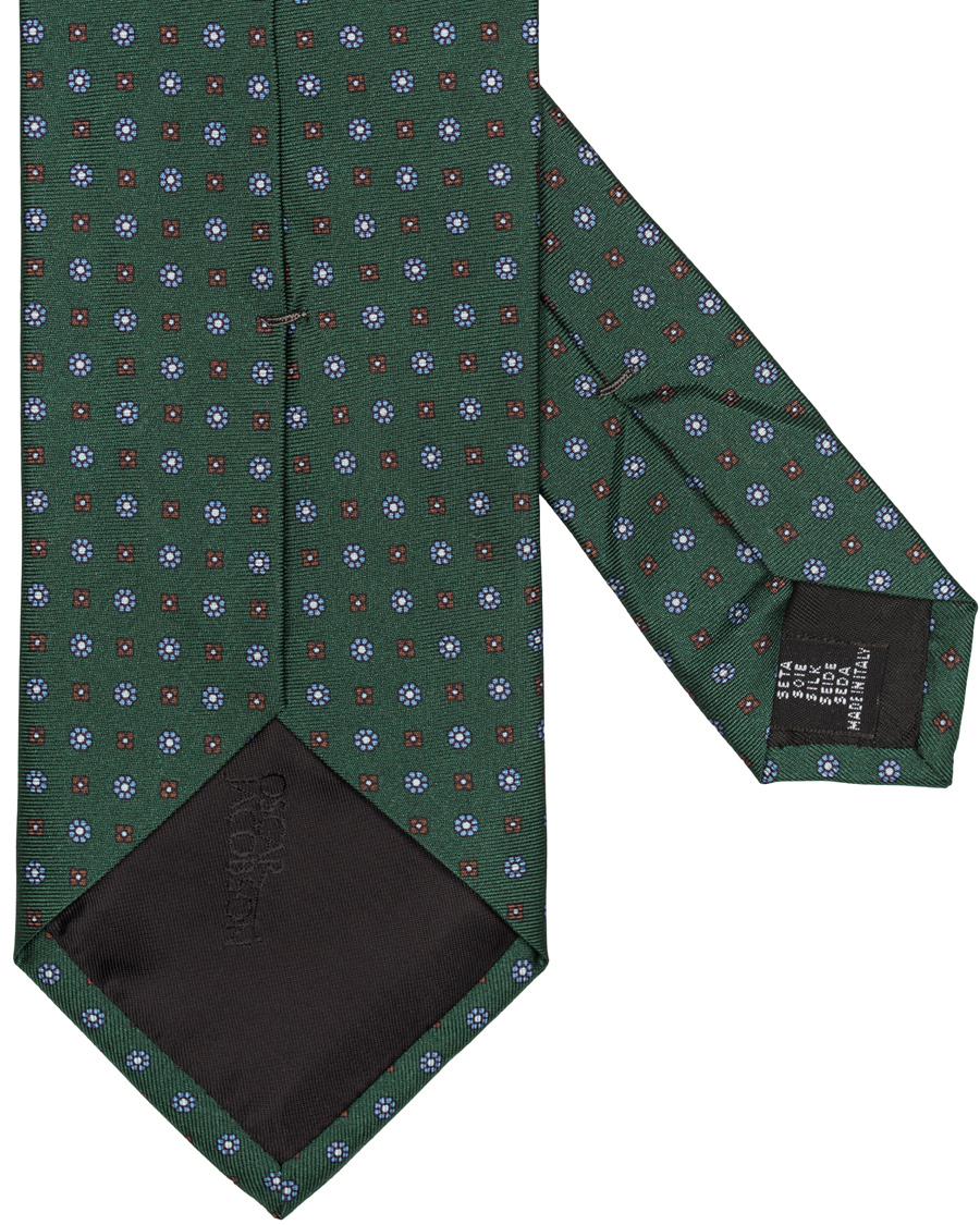 Herr | Oscar Jacobson Printed Medallion Silk 8,5 cm Tie Green | Oscar Jacobson | Printed Medallion Silk 8,5 cm Tie Green