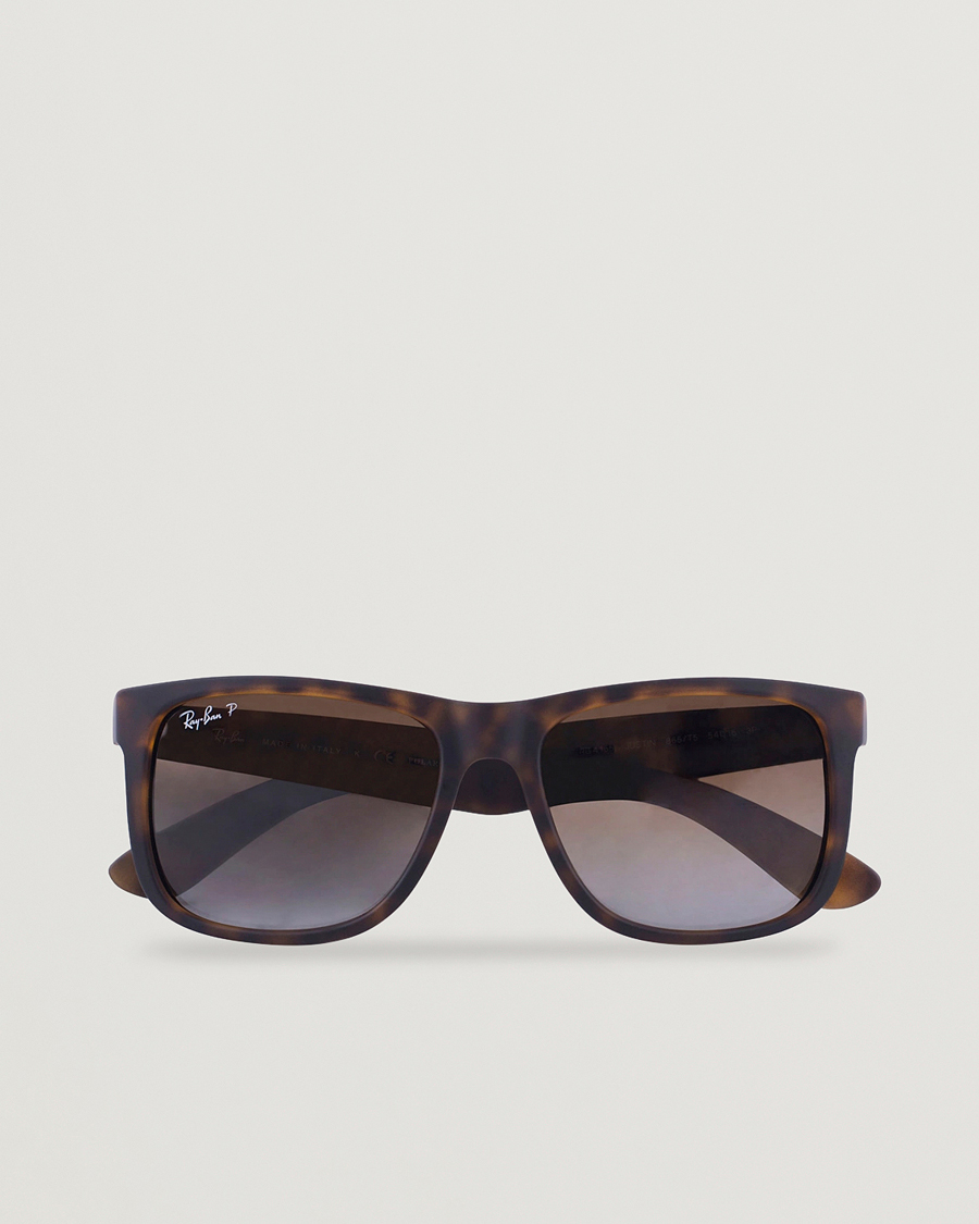 Herr | Solglasögon | Ray-Ban | 0RB4165 Justin Polarized Wayfarer Sunglasses Havana/Brown