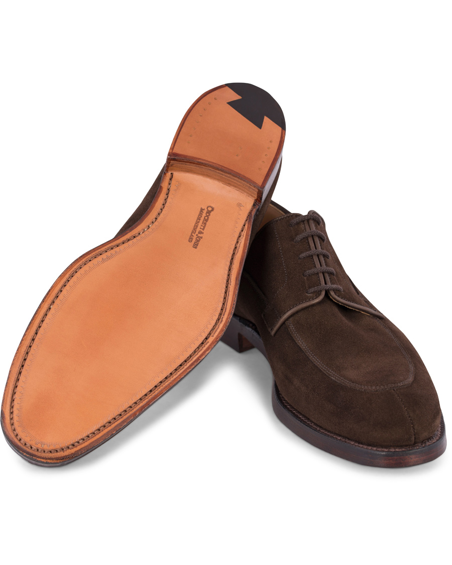 Herr | Crockett & Jones MTO Langdon Split Toe Derby Dark Brown Suede | Crockett & Jones | MTO Langdon Split Toe Derby Dark Brown Suede
