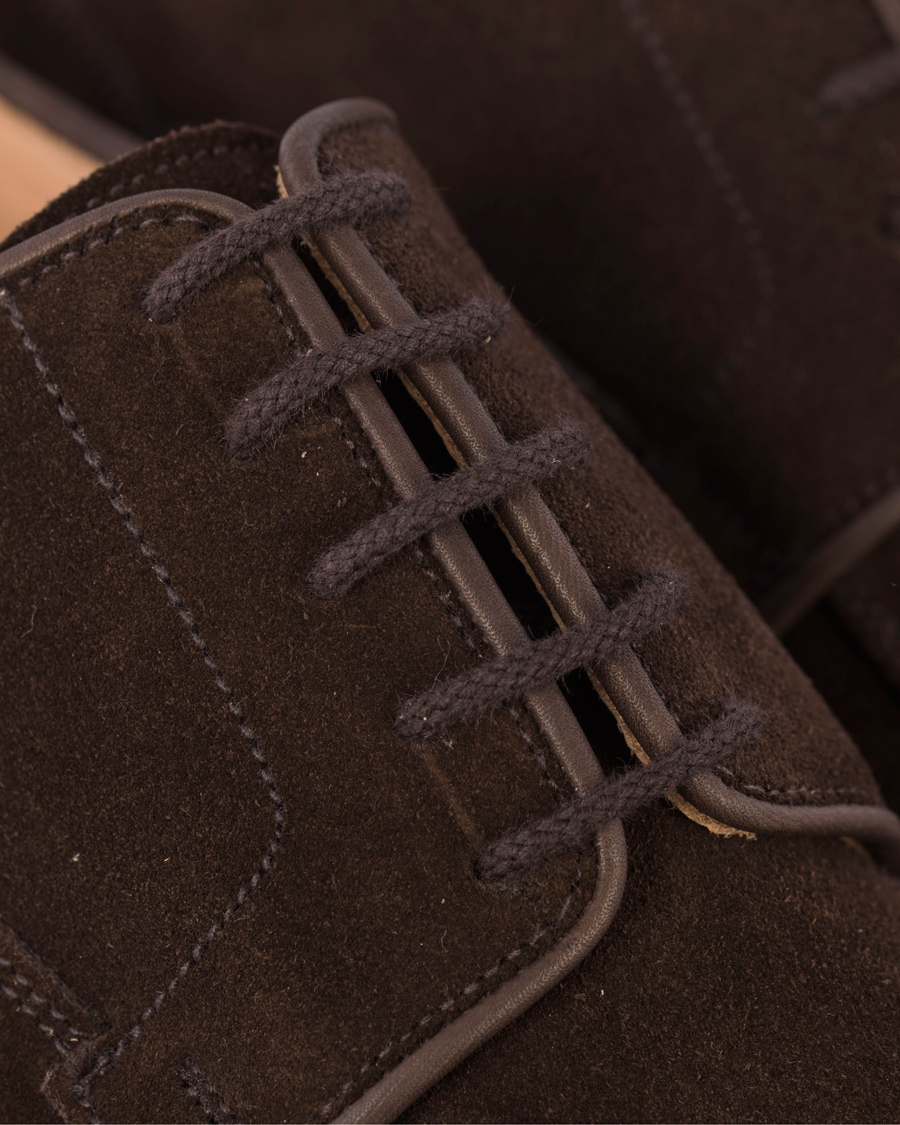 Herr | Crockett & Jones MTO Langdon Split Toe Derby Dark Brown Suede | Crockett & Jones | MTO Langdon Split Toe Derby Dark Brown Suede