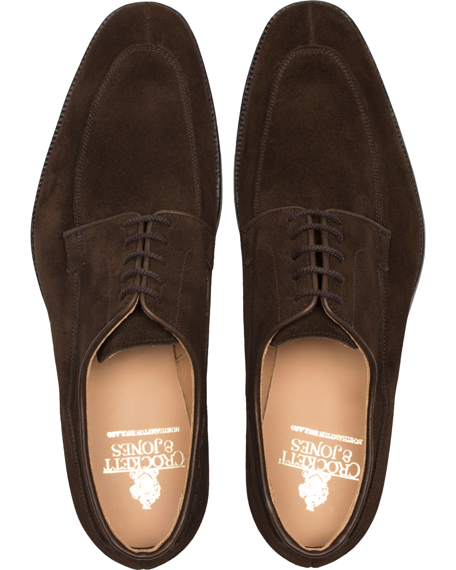 Herr | Crockett & Jones MTO Langdon Split Toe Derby Dark Brown Suede | Crockett & Jones | MTO Langdon Split Toe Derby Dark Brown Suede