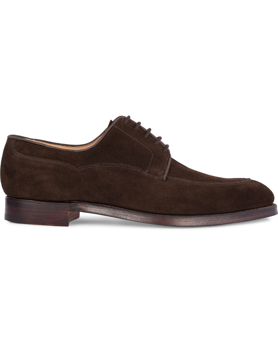 Herr | Crockett & Jones MTO Langdon Split Toe Derby Dark Brown Suede | Crockett & Jones | MTO Langdon Split Toe Derby Dark Brown Suede