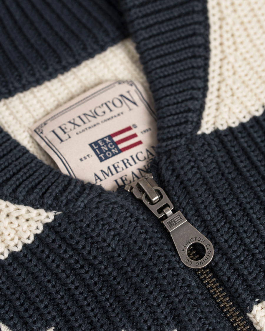 Herr | Tröjor | Lexington | Jaidon Zip Through Sweater Blue/Red/White Stripe