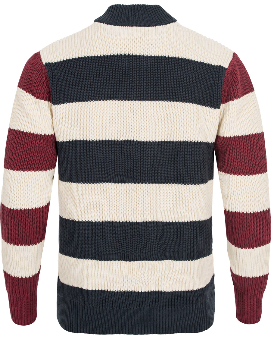 Herr | Tröjor | Lexington | Jaidon Zip Through Sweater Blue/Red/White Stripe