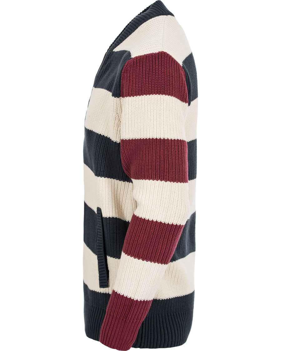 Herr | Tröjor | Lexington | Jaidon Zip Through Sweater Blue/Red/White Stripe