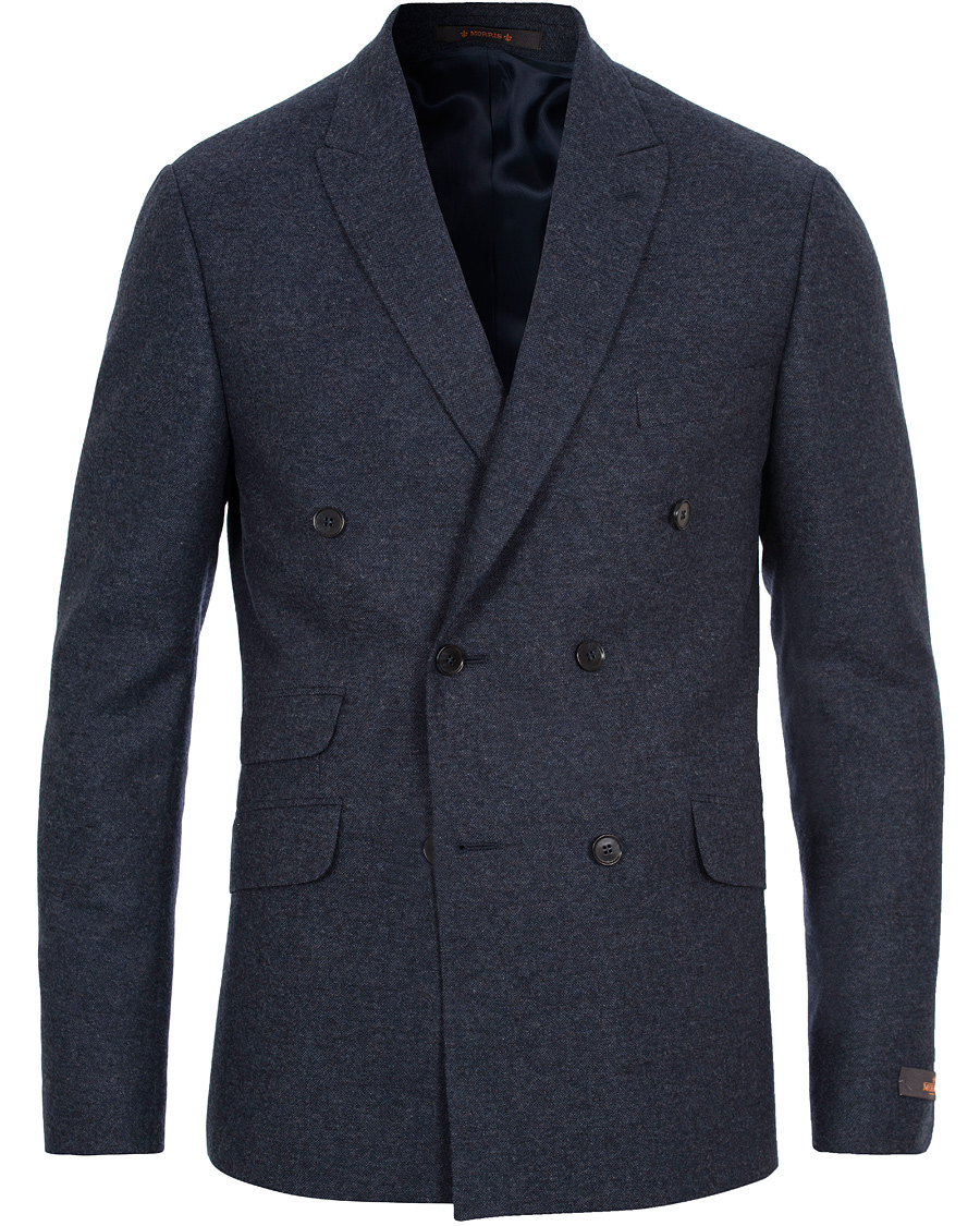 Herr | Kavajer | Morris | Soft Donegal Double Breasted Blazer Old Blue