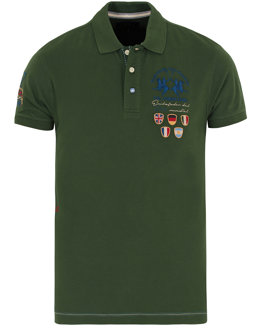 Herr | Pikéer | La Martina | Logo Polo Piqué Army Green