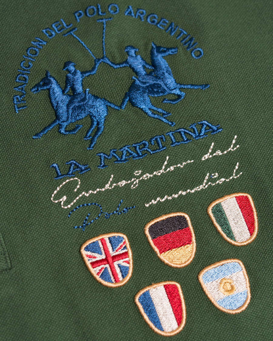 Herr | Pikéer | La Martina | Logo Polo Piqué Army Green