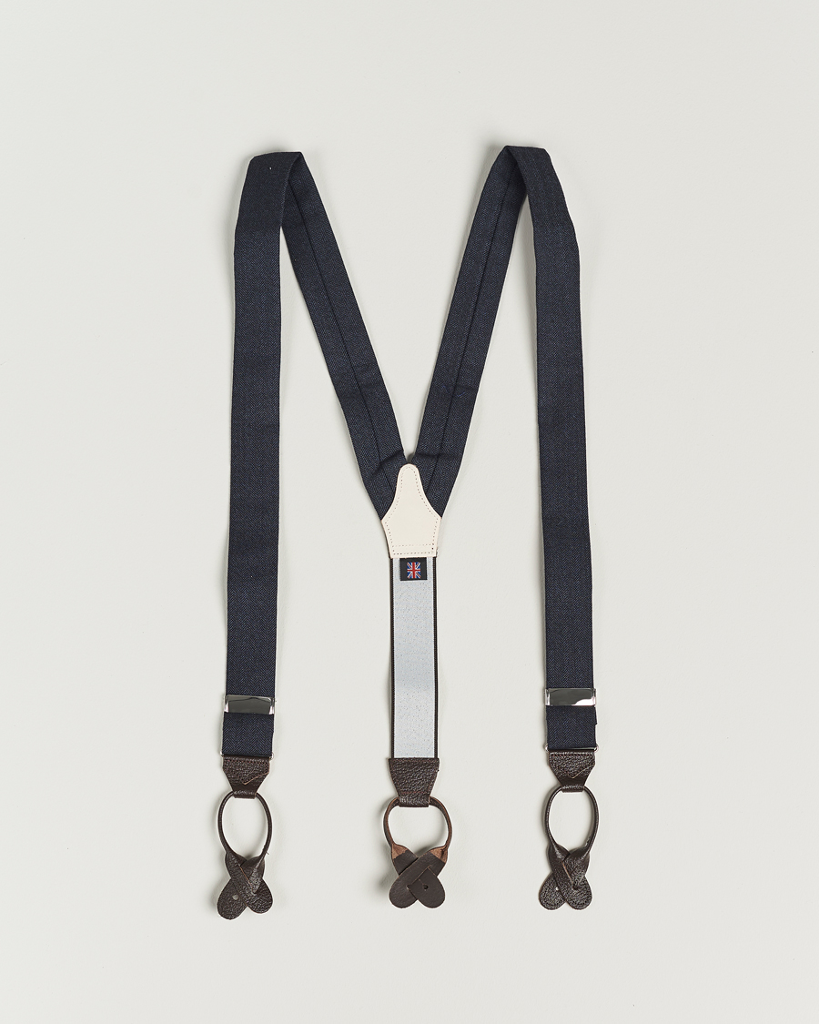 Herr | Albert Thurston Herringbone Braces 40mm Dark Blue | Albert Thurston | Herringbone Braces 40mm Dark Blue