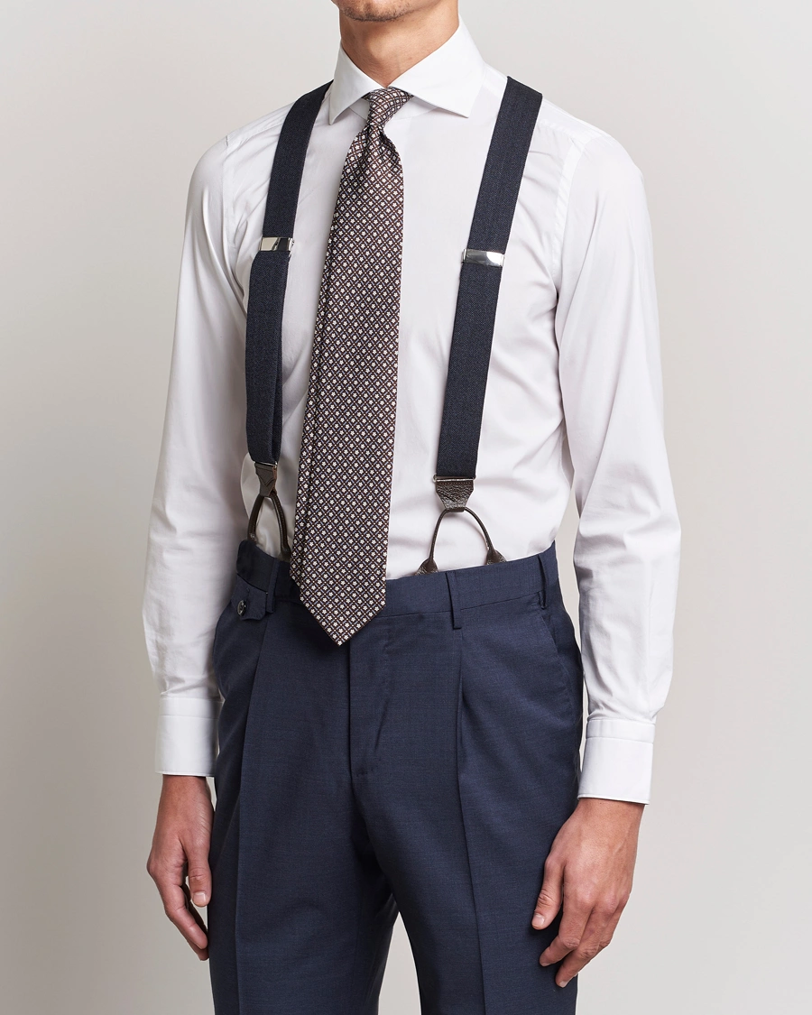 Herr | Albert Thurston Herringbone Braces 40mm Dark Blue | Albert Thurston | Herringbone Braces 40mm Dark Blue
