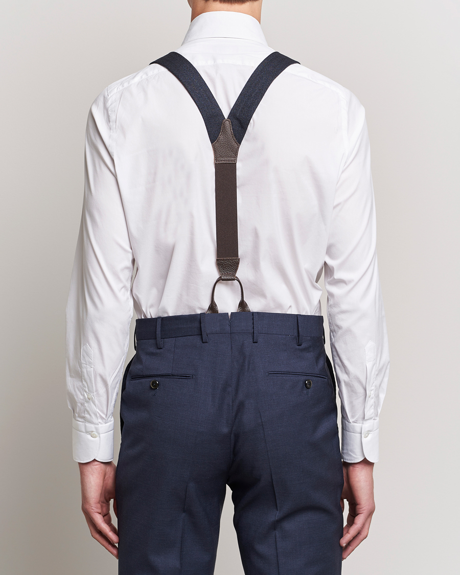Herr | Hängslen | Albert Thurston | Herringbone Braces 40mm Dark Blue