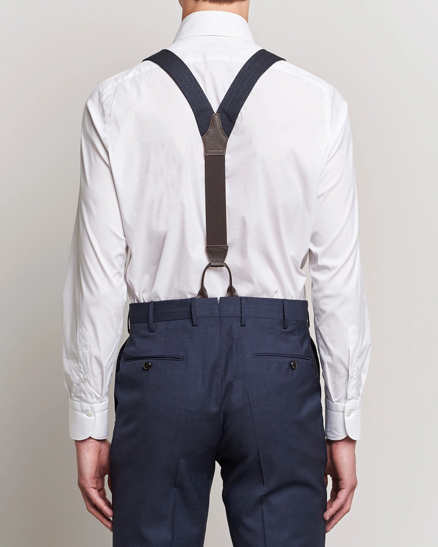 Herr | Albert Thurston Herringbone Braces 40mm Dark Blue | Albert Thurston | Herringbone Braces 40mm Dark Blue