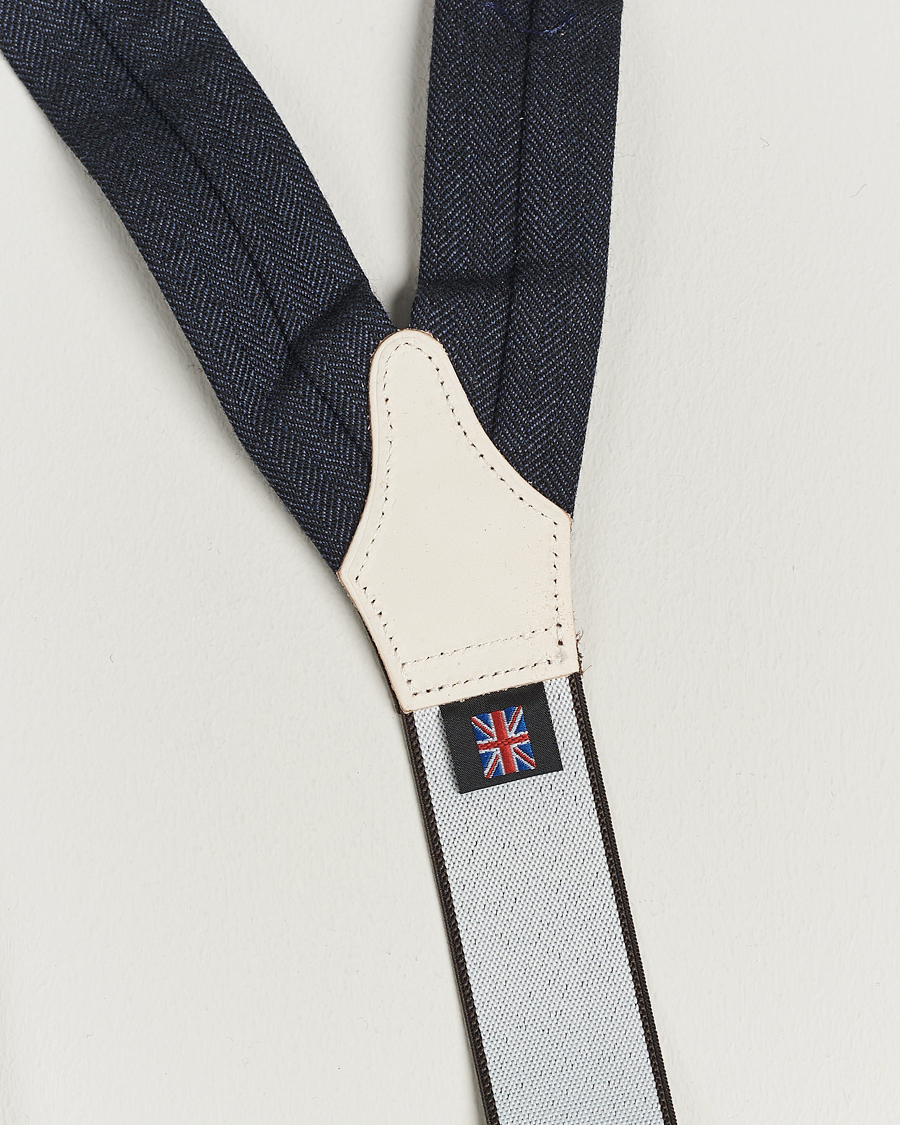 Herr | Albert Thurston Herringbone Braces 40mm Dark Blue | Albert Thurston | Herringbone Braces 40mm Dark Blue