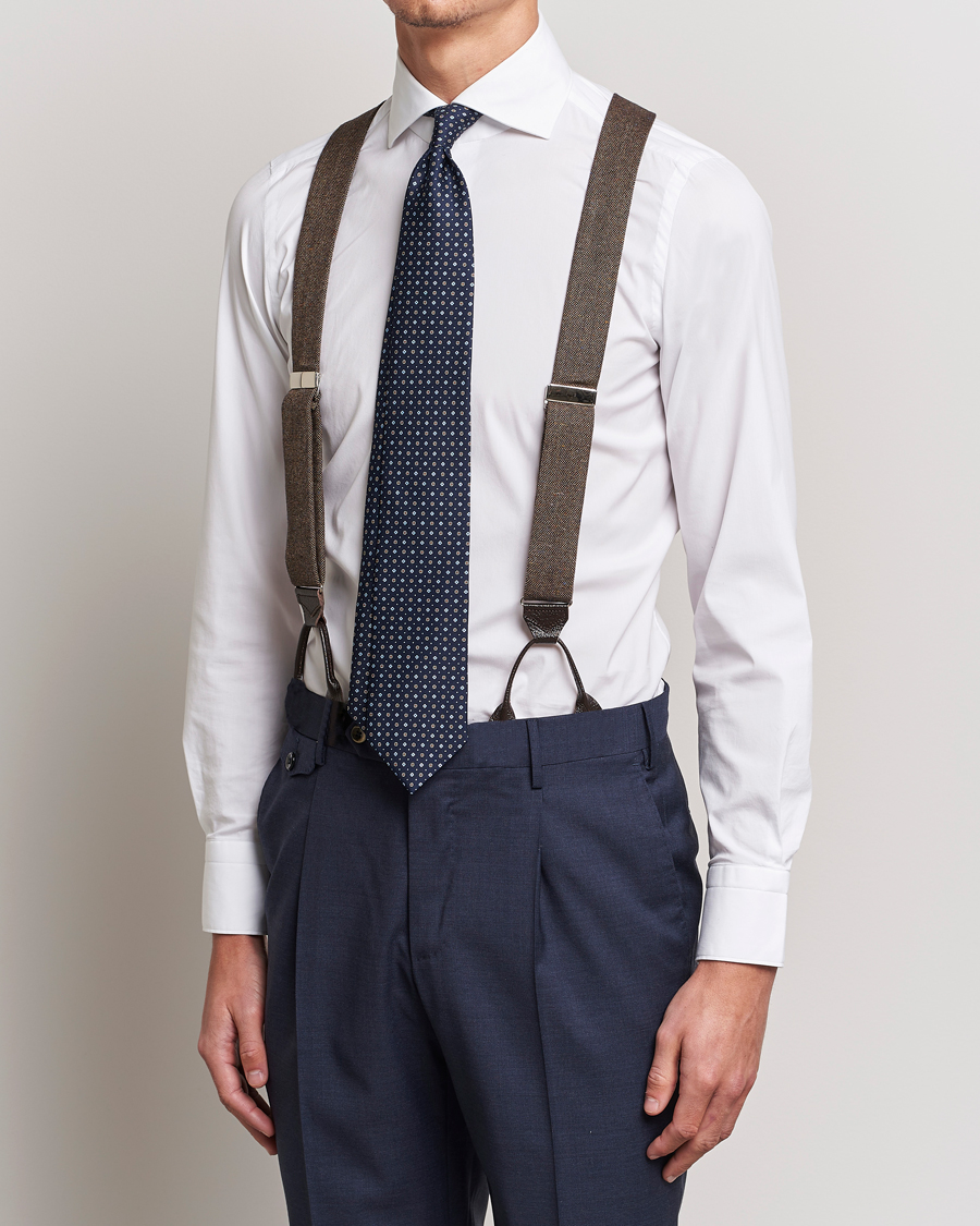 Herr | Hängslen | Albert Thurston | Donegal Tweed Braces 40mm Dark Brown
