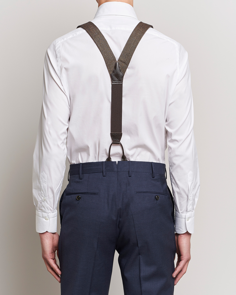 Herr | Hängslen | Albert Thurston | Donegal Tweed Braces 40mm Dark Brown
