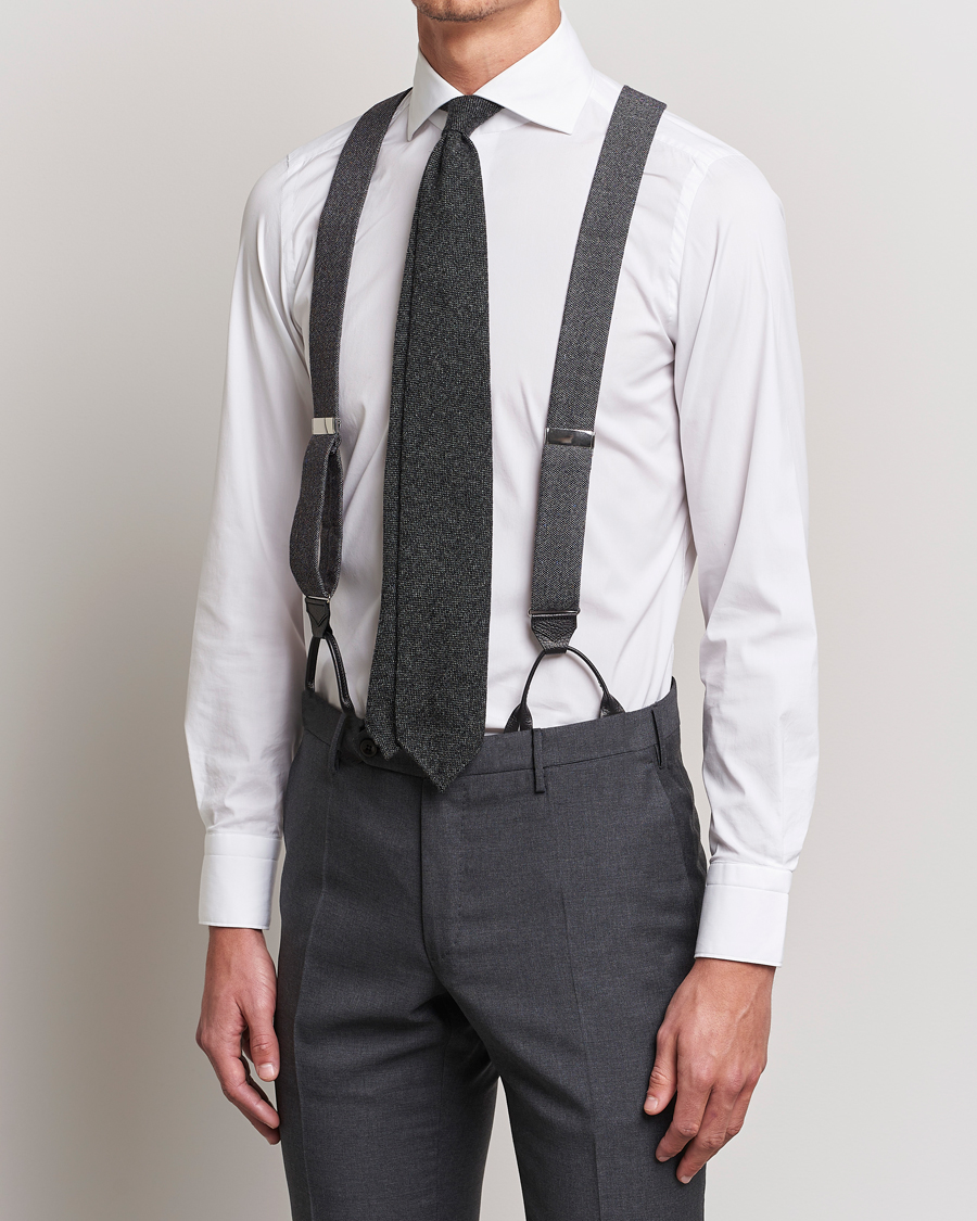 Herr | Albert Thurston Donegal Tweed Braces 40mm Dark Grey | Albert Thurston | Donegal Tweed Braces 40mm Dark Grey